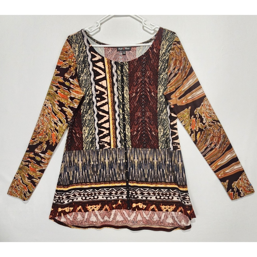 Max & Rina Women's Casual Multicolor Dressy Y2K Top Size S‎